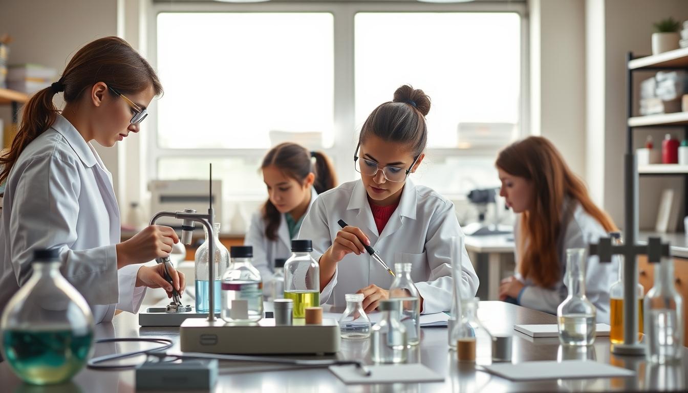 Students working in research laboratory